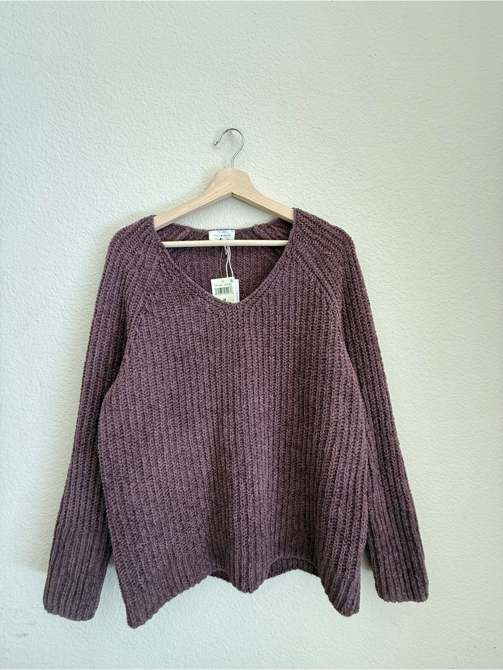Lucky Brand Plum Ribbed V-Neck Sweater